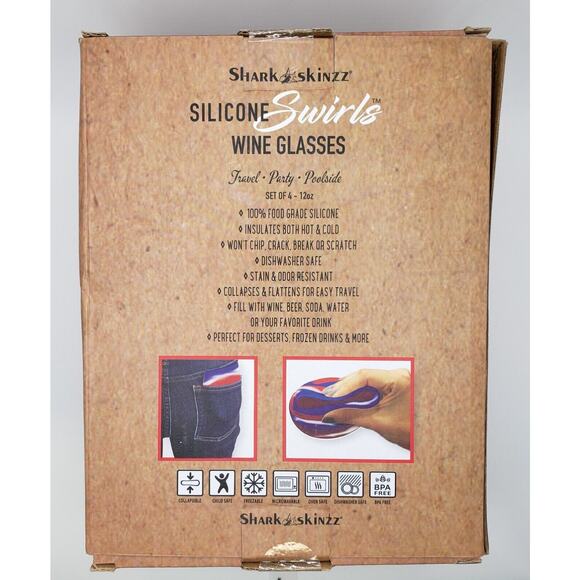 Set of 4 Silicone Indestructible Wine Cups (Camo Green) - Shark & Skinzz - NEW - Picture 3 of 9